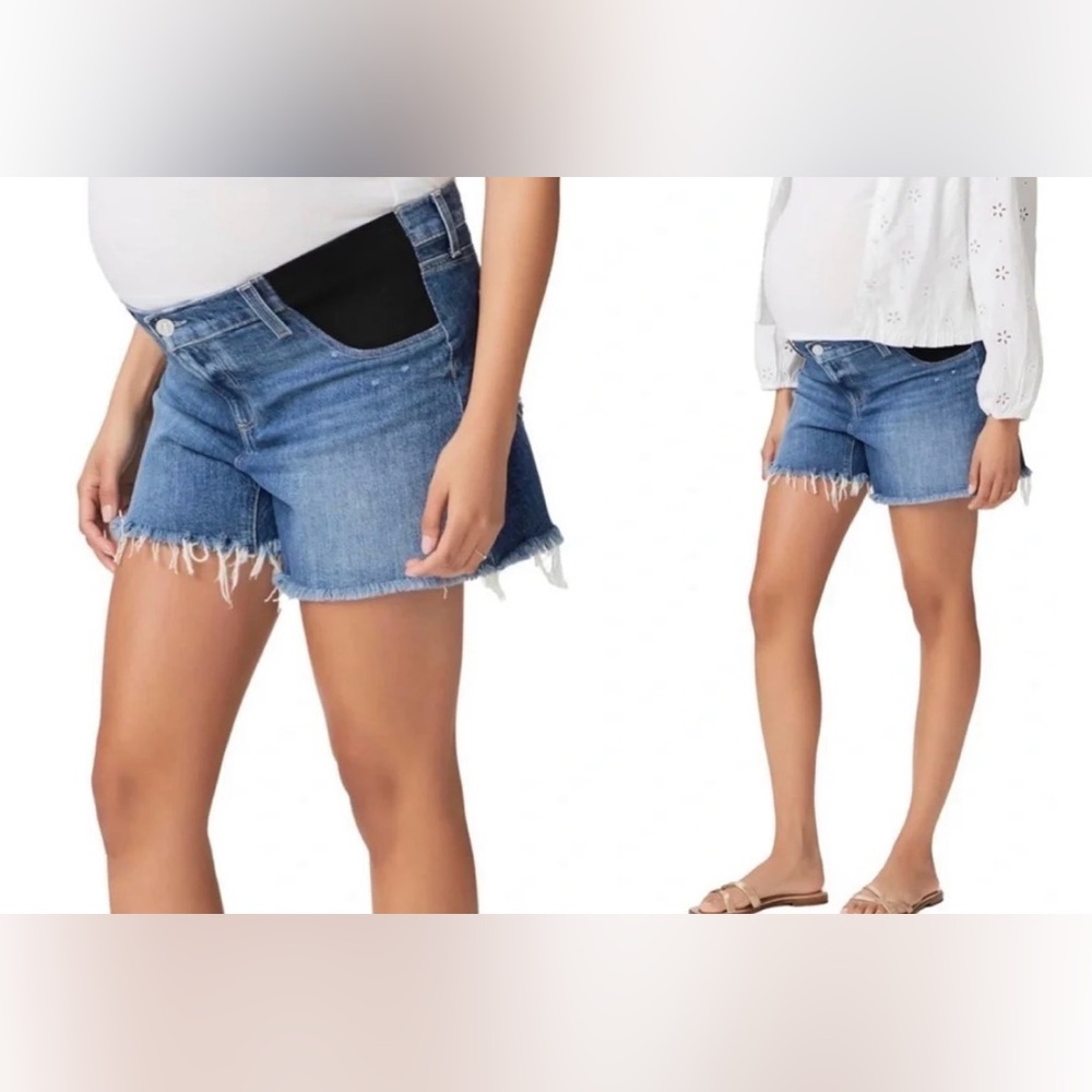 NWT PAIGE Asher Shorts Maternity Denim Jean Chillin Destructed Fray Hem 32 NEW